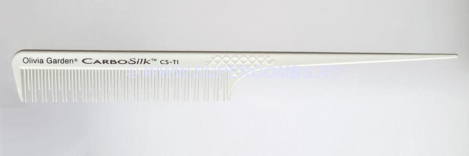 Расчёска Olivia Garden CarboSilk Tech Combs CS-T1, бежевая