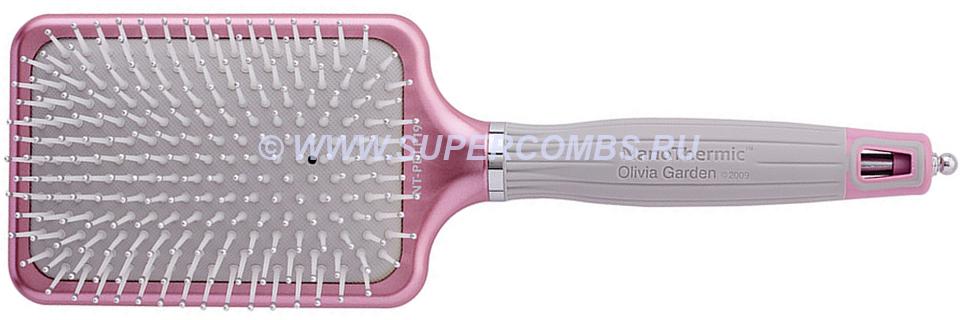 Щётка для волос Olivia Garden NanoThermic Paddle Large BCA 2019, розово-серая